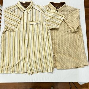 PrAna Men’s Short Sleeve Button-Up Shirt Bundle | Size Large | Boho Casual